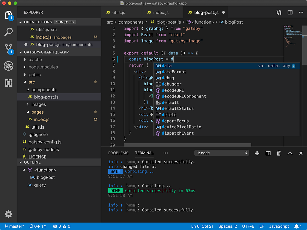 Visual Studio’s default dark view