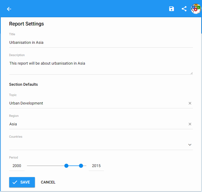 Worldoscope Report Settings